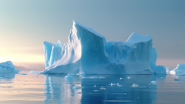 Perigo oculto do iceberg e conceito de aquecimento global