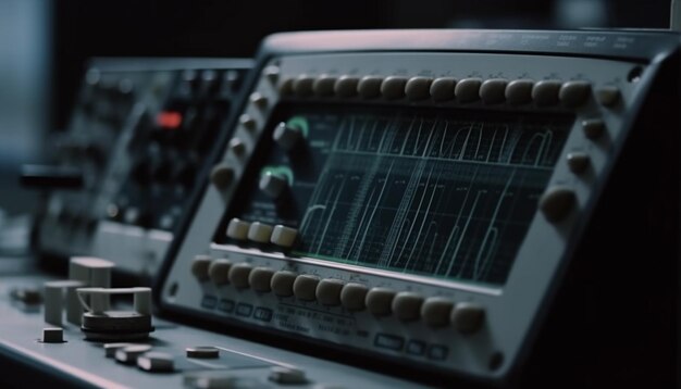 Foto la perilla del panel de control ajusta el sonido en el estudio de grabación generado por ai