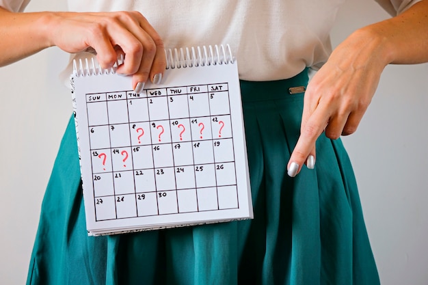 Período perdido y marcado en el calendario. Embarazo no deseado y retraso en la menstruación.