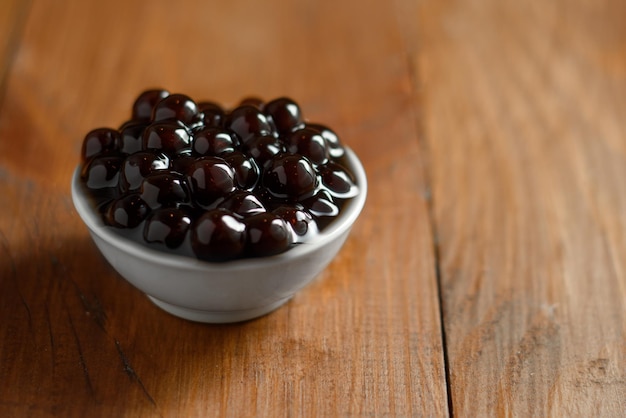 Perlas negras Perlas de tapioca hervidas para té de burbujas