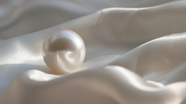Perle auf elegantem Satin erzeugt eine ruhige und luxuriöse Atmosphäre mit seinem weichen reflektierenden