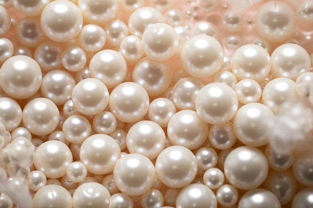 Perlenhintergrund Stapel großer weißer Perlen Nahaufnahme Perlenstruktur