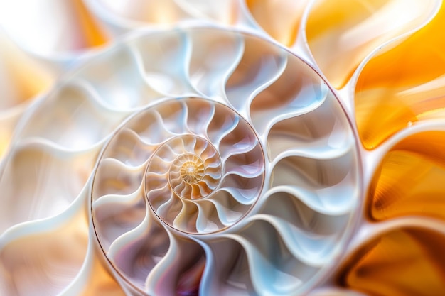 Perlenstruktur Nautilus Symmetrie Querschnitt im Inneren Muster Natur Hintergrund Textur