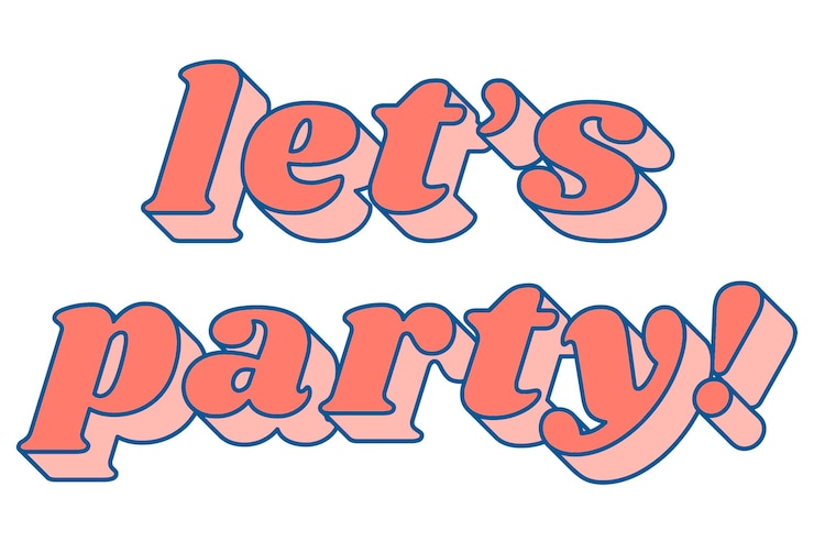 Foto permite la fiesta png retro tipografía 3d fuente en negrita