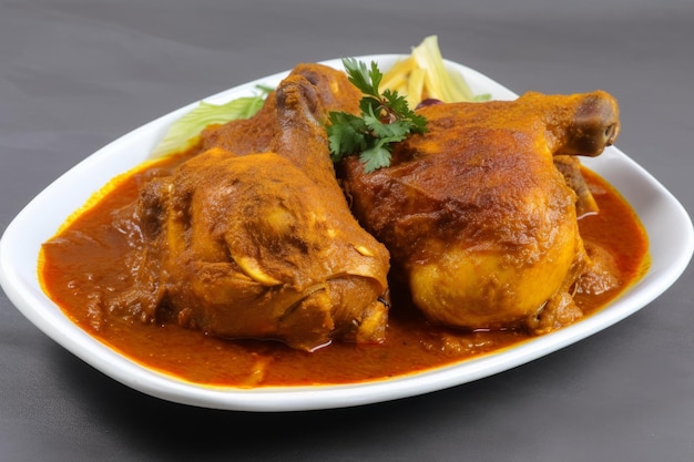 Perna de Frango Saborosa com Curry Corte Peças Médias IA generativa