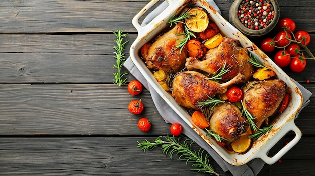 pernas de frango assadas com ervas e legumes