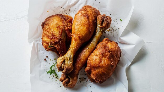 Foto pernas de frango fritas isoladas em fundo branco