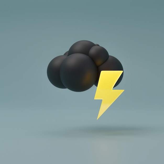 Perno brillante amarillo y nube oscura 3D Icon 3D Rendered