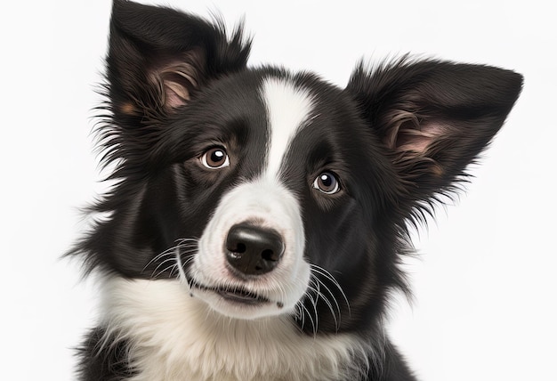 Perrito de border collie de 1 año aislado en blanco