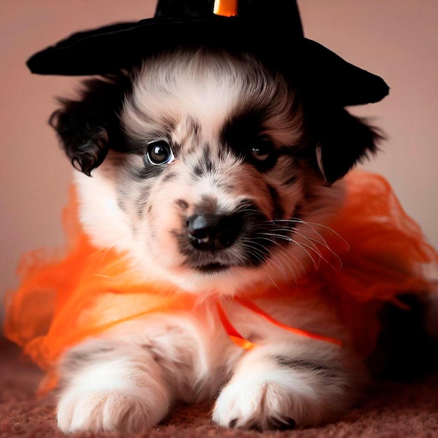 Foto perrito disfrazado de halloween