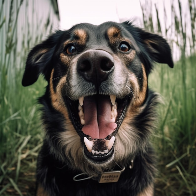 Perro abre su boca para inspeccionar sus dientes