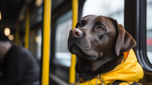 el perro acompaña a su dueño en la calle ai generativo