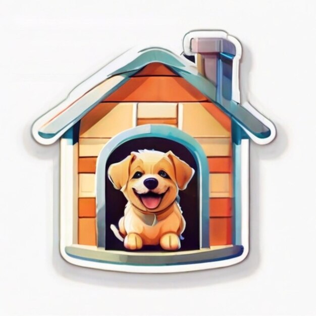 Foto perro adhesivo en su casa sonriendo felizmente