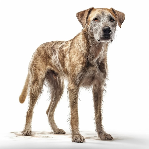 Perro aislado sobre fondo blanco IA generativa