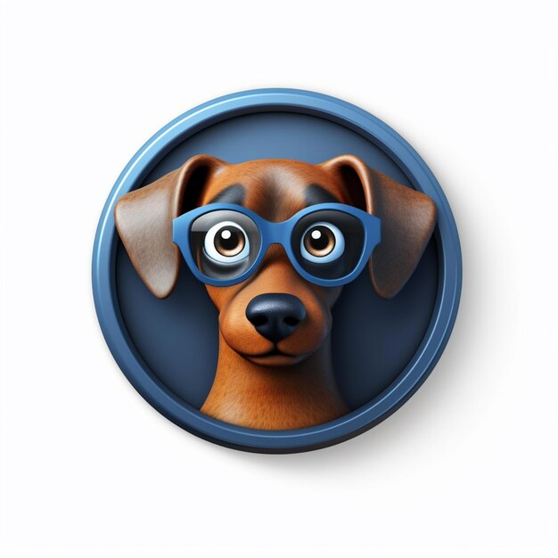 Foto perro arafed con gafas en un botón con un fondo azul generativo ai