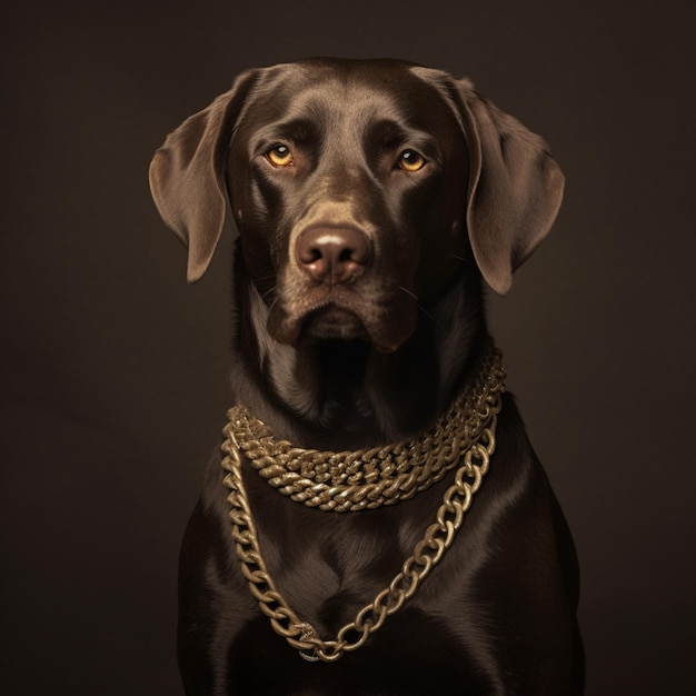 Perro araffe con una cadena de oro alrededor del cuello ai generativo