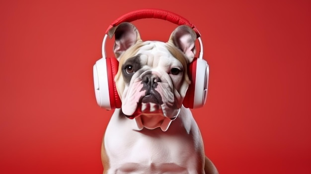 Perro con auriculares