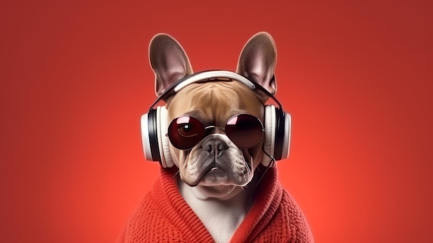 Perro con auriculares