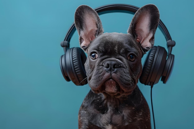 Perro con auriculares