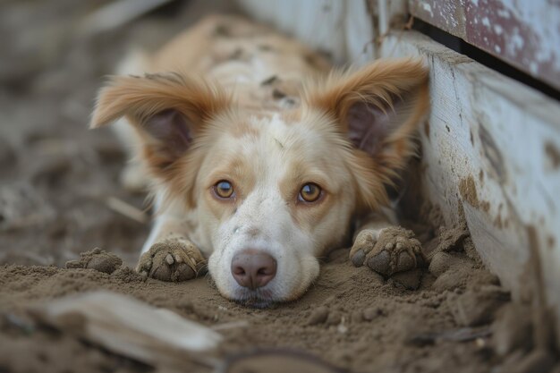 Un perro en el barro