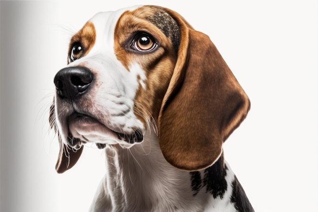 Perro beagle aislado sobre fondo blanco IA generativa