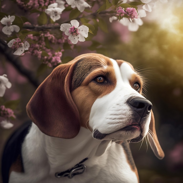 Perro beagle al aire libre como retrato de mascota doméstica en deslumbrante detalle realista