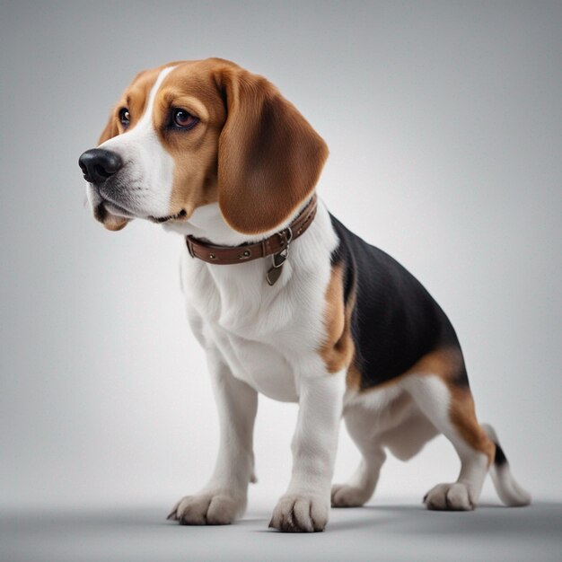 Foto un perro beagle hiperrealista de cuerpo completo con fondo blanco