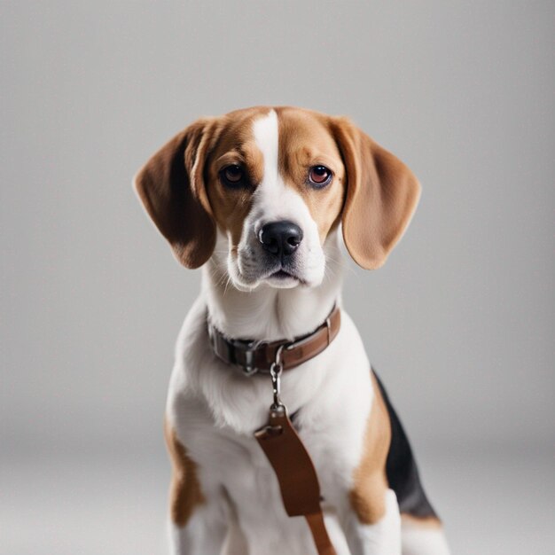 Un perro beagle hiperrealista de cuerpo completo con fondo blanco