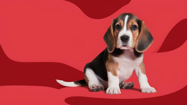 Perro Beagle en rojo