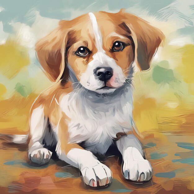 perro beagle sentado en el parque ilustración acuarela