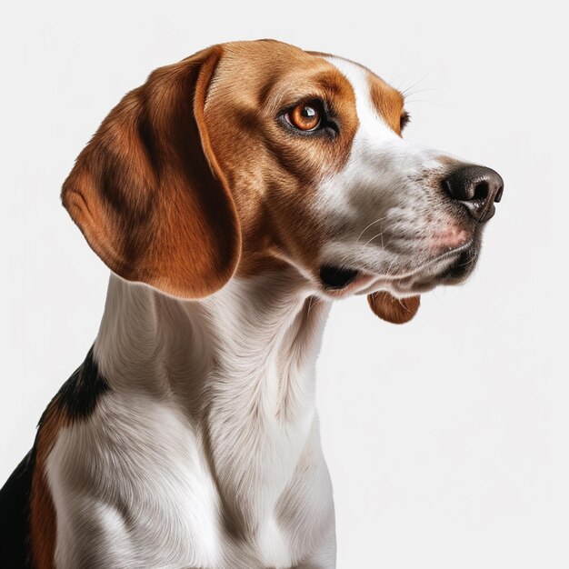 un perro beagle sobre fondo blanco