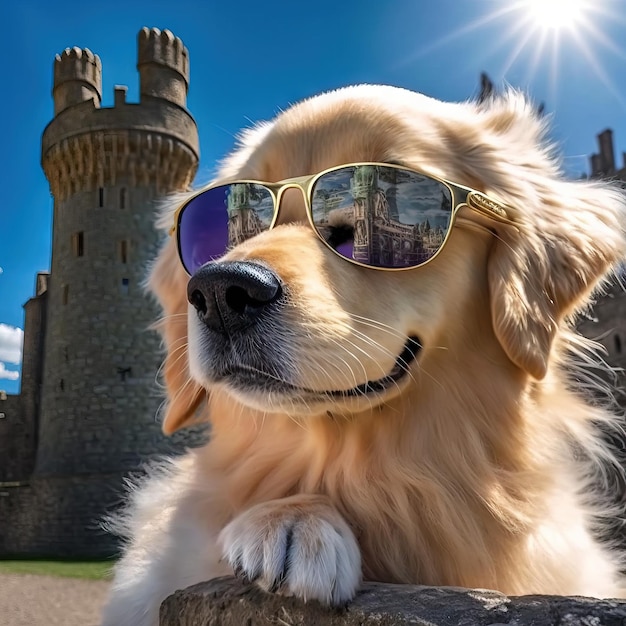 Perro bebé Golden Retriever durante el viaje