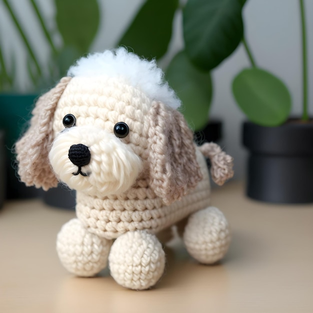 Foto perro blanco lana amigurumi