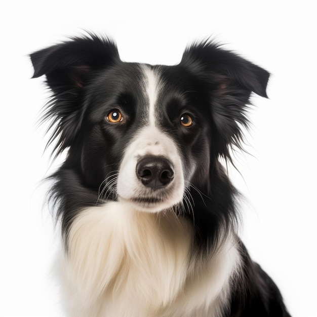 Un perro blanco y negro con una mancha blanca en la cara.