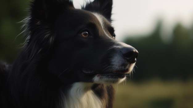 un perro blanco y negro con una mancha blanca en la cara