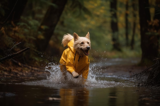 Perro bosque río correr Generar Ai