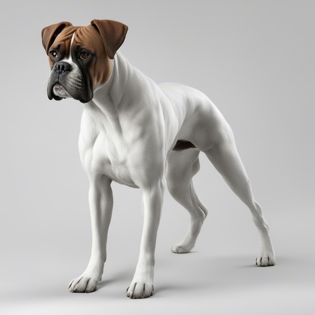 Un perro boxer fondo blanco.