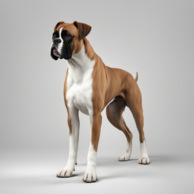 Un perro boxer fondo blanco.