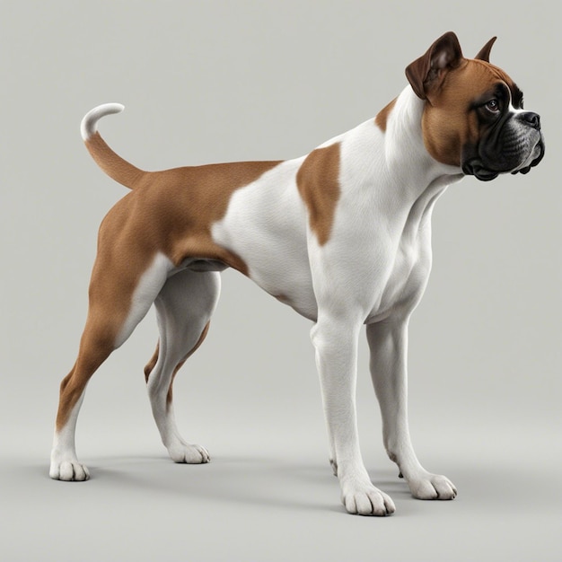 Un perro boxer fondo blanco.