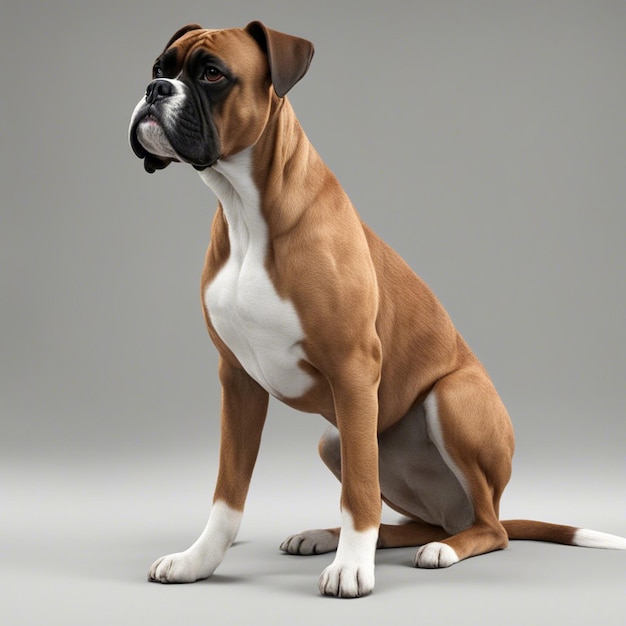 Un perro boxer fondo blanco.