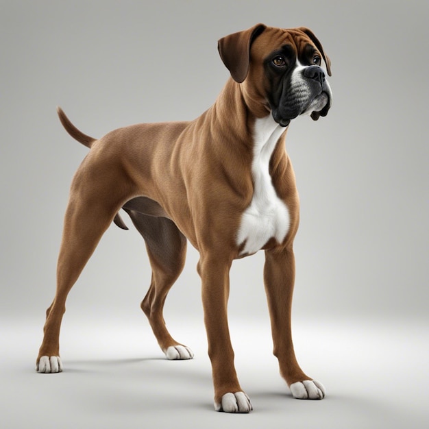 Un perro boxer fondo blanco.