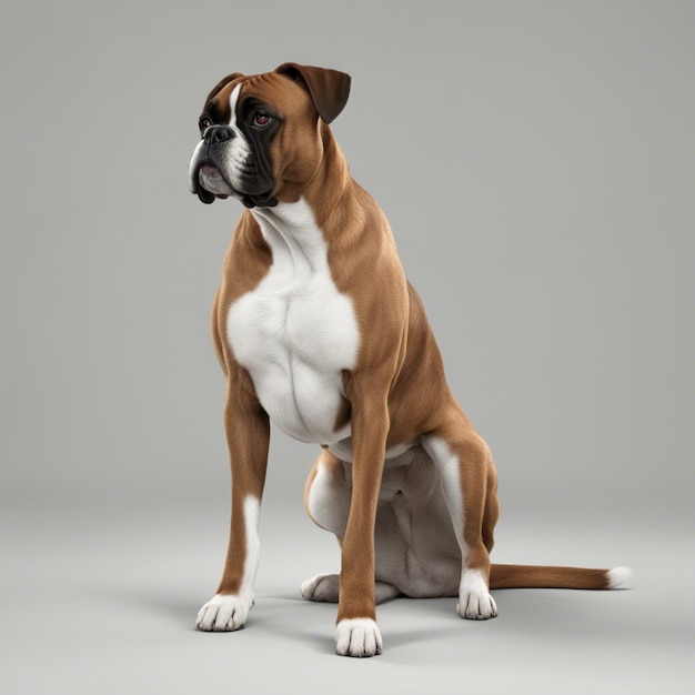 Un perro boxer fondo blanco.