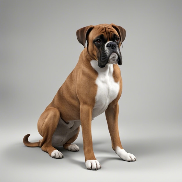 Un perro boxer fondo blanco.