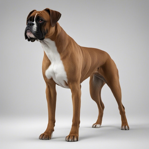 Un perro boxer fondo blanco.