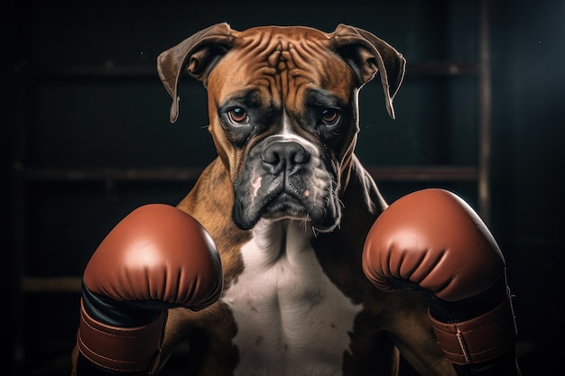perro boxer con guantes de boxeo