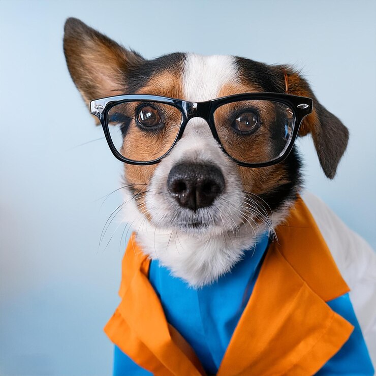 un perro con una bufanda que dice que el perro está usando