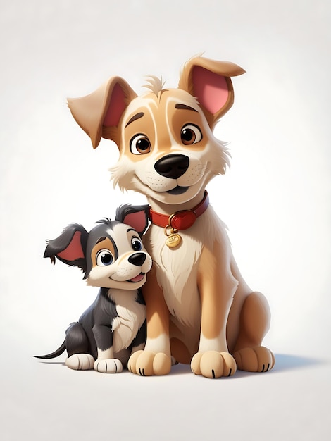 Perro con cachorro estilo de dibujos animados de Disney