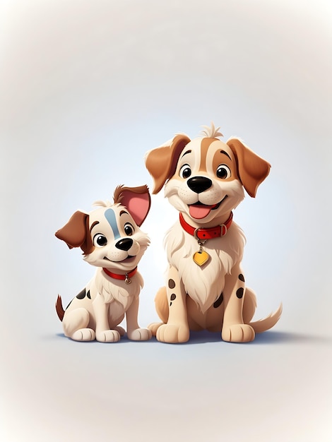 Perro con cachorro estilo de dibujos animados de Disney