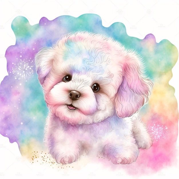 Perro Cachorro Lindo Abstracto Pastel