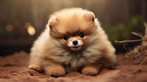 Foto perro cachorro de pomerania con spitz